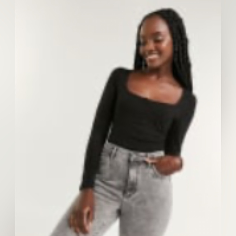 Ribbed Square Neck Bodysuit